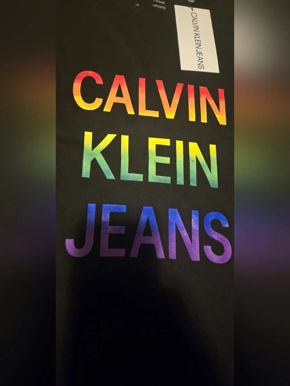 Calvin Klein Jeans Black Tee with Multicolor Logo - Picture 7 of 8